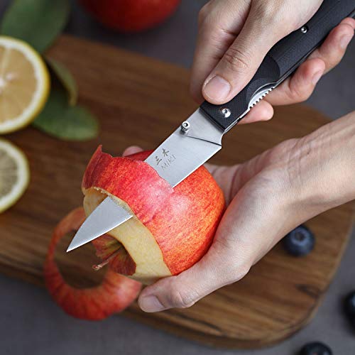 Miki 440A Stainless Steel Blade Japanese Kitchen Chef Folding Pocket Knife For Folding Camping Knife,Petty Knife Fruit Knife Paring Knife Peeling Knife Small Drop Point #TOP2