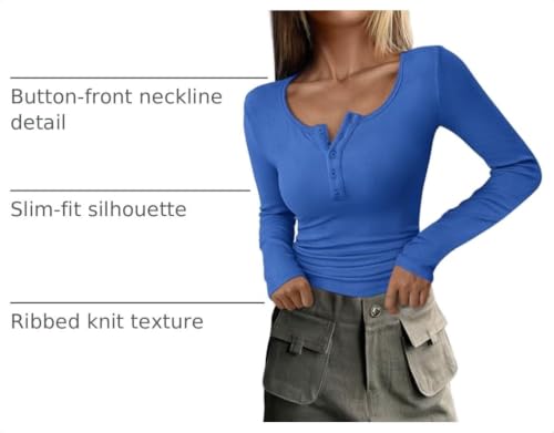 Image of PRETTYGARDEN Women's Fall Long Sleeve Henley T Shirts