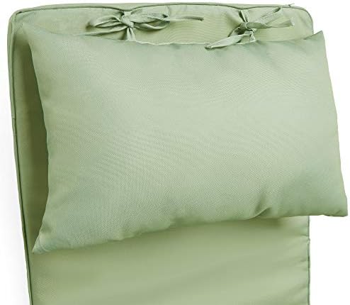 VonHaus Adirondack Garden Chair Cushion  Outdoor Seat Pad with Ties & Headrest, 122cm x 43cm x 5cm, Padded Cushion with Water Resistant, Washable & Removable Cover, Lightweight & Comfy  Green
