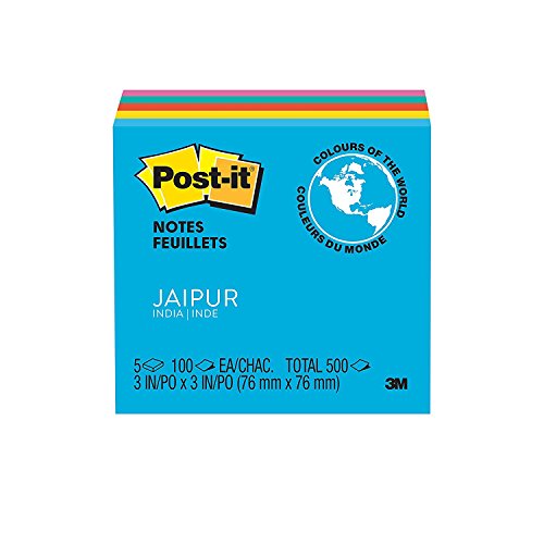 Post-it Notes, Jaipur Collection, 3 inch x 3 inch, 5 Pads/Pack, 2-PACK