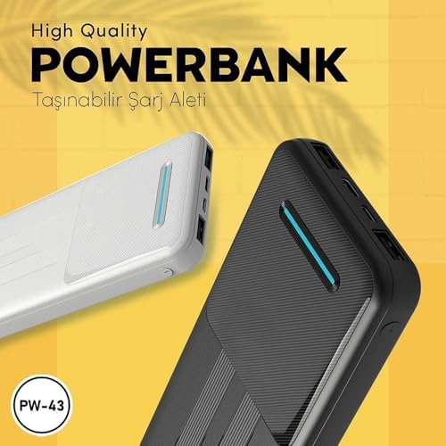 Resim Taşınabilir Şarj Cihazı, 10000 mAh Powerbank, 2 USB Çıkışlı, 2.4A, LED Göstergeli 