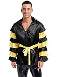 HULIJA Men Satiny Shirt Latin Salsa Tango Dance Costumes Rumba Tiered Shirt Tops Halloween Dancing Party Black XX-Large
