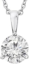 Houston Diamond District 0.5 to 3 Carat Round Shape Diamond 3 Prong Solitaire Pendant Necklace J Color I2 Clarity