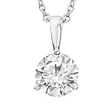 Houston Diamond District 0.5 to 3 Carat Round Shape Diamond 3 Prong Solitaire Pendant Necklace J Color I2 Clarity
