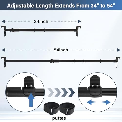 Clothes Rack for Car Travel, Car Clothes Hanger Bar Expandable 34-54inch strong load-bearing steel Suitable for RV Travel Road Trips Business Trips Keep Clothes Dry and Neat for RVs CARs TRUCKs VANs - Thumbnail 2