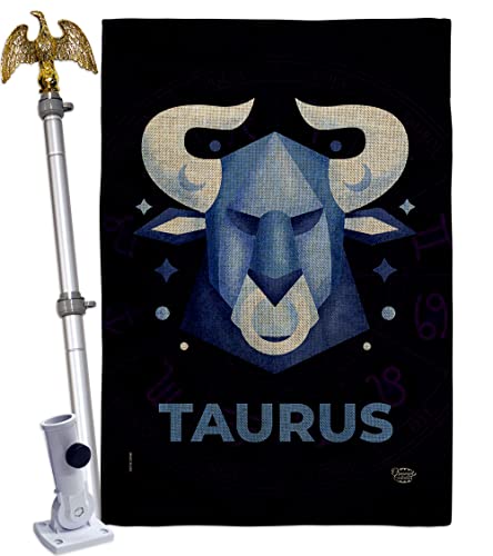 Ornament Collection Taurus House Flag Eagle Set Interests Zodiac Sign Celestial Stars Sun Horoscope Constellation Space Decoration Banner Small Garden Yard Gift Double-Sided, Made in USA