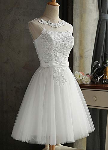 Domary Vestido feminino sexy em renda da dama de honra sem mangas bordado em malha de tule fino eleg