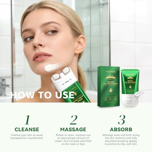 Image of Retinol Neck Firming Cream with Exclusive AH8 Complex, Hyaluronic Acid Anti-Aging Moisturizer, Multi-Use Skin Care for Face, Neck & Body, Helps Smooth Crepey Skin, Fine Lines & Wrinkles, 4.23oz