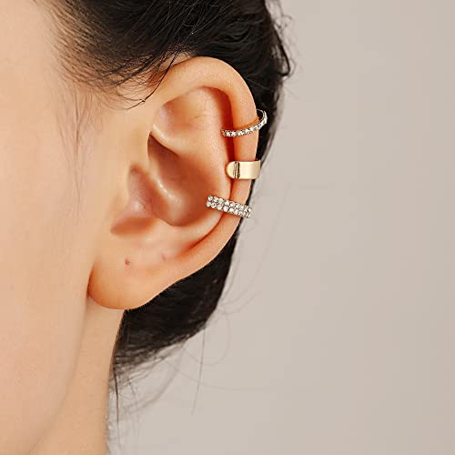 Huggie Ear Cuff Gold Earrings For Women Clip On Cartilage Climber Non Pierced Ears Cubic Zirconia Star Butterfly Love Cute Tiny Dainty Aesthetic Adjustable Ear Cuff Clip Earrings For Women #TOP3
