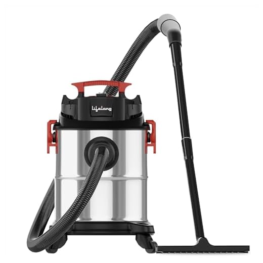 Lifelong Aspire ZX Wet & Dry Vacuum Cleaner, 1200 Watts, 16 kPa Suction Power, 21 litres Tank Capacity for Home Use, Blower Function, Washable 3L Dust Bag, Stainless Steel Body (Black/Red/Steel)