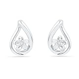 DGOLD Sterling Silver White Round Diamond Fashion Earrings (0.02 Cttw)