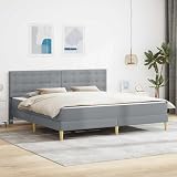 LoogCape Bettgestell mit Matratze Hellgrau 180 x 200 cm Stoff langlebiges Sperrholz modernes Design mit Stauraum für Schlafzimmer und Wohnzimmer