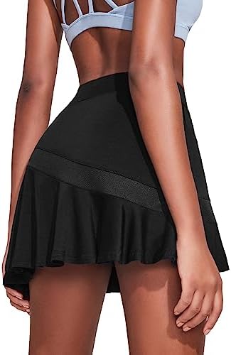 Ekouaer Womens Tennis Skirt Pleated Athletic Skort with Anti-Slip Strip