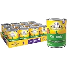 Wellness Complete Health Pate Adult Canned Wet Cat Food, Natural, Protein Rich, Grain Free, Turkey Dinner Recipe, 12.5 oz, Pack of 12 Cans