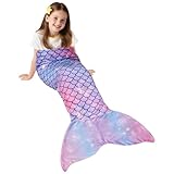 Catalonia Mermaid Tail Blanket for Kids, Ultra Soft Fish Tail Snuggly Blanket, Cozy Fleece Mermaid Gift for Girls Toddlers