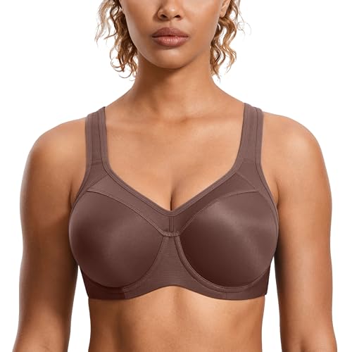 Image of SYROKAN Women's Full Support High Impact Racerback Lightly Lined Underwire Sports Bra