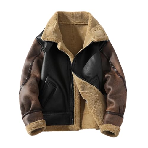 Veste en daim homme hiver noire en fausse laine d'agneau chaude taille XL