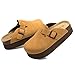 Vayfio Women's Suede Clogs Cork Footbed Sandals Comfort Platform Mules with Arch Support Adjustable Buckle Slip On Slippers Brown 10