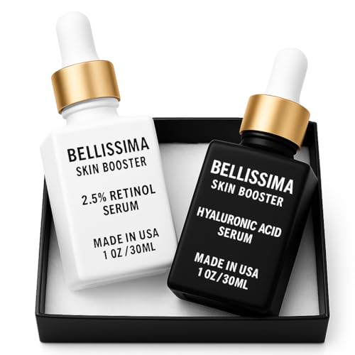 Bellissima Skin Booster Hyaluronic Acid and Retinol Set - Anti-Aging Serum, Boost Skin Hydration, Reduce Wrinkles & Fine Lines, Accelerate Skin Renewal