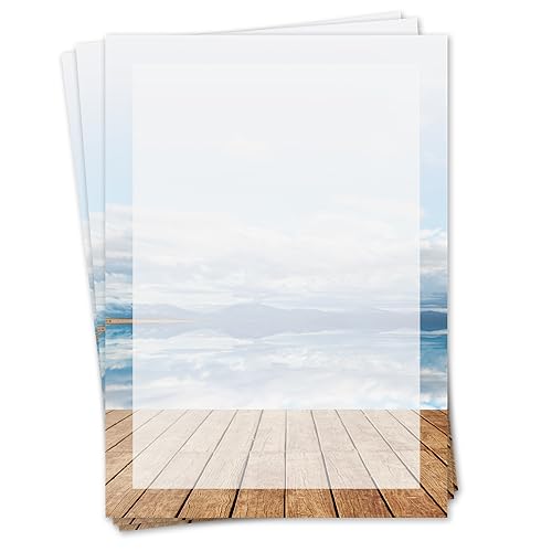 Briefpapier Strand Meer Motiv Panorama I 50 Blatt 90 g/m² DIN A...