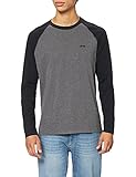 Superdry Herren Vintage Baseball LS TOP T-Shirt, Black, L