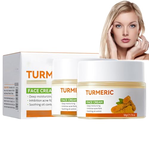 50g*2 Crema Facial de Cúrcuma, Turmeric Brightening Face Cream, Crema Facial Blanqueadora Cúrcuma, Crema Reparadora para Aclarar la Piel, Crema Facial Antisecado de Invierno cream6-4