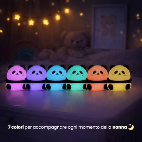 Cartomania Nachtlicht für Kinder, Nachttischlampe mit Tiermotiv, Silikonlampe mit 7 RGB Faben, USB Lampe für Babyzimmer, Wideraufladbare Lampe für Schlafzimmer, Stillicht, Geschenkidee für Familien