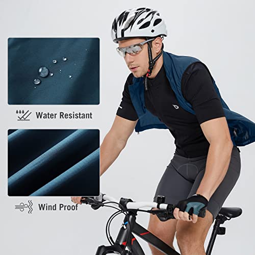 Baleaf Men's Sleeveless Cycling Jersey Windproof Bike Vest Lightweight Reflective Packable Pockets Golf Running, Blue L #TOP1