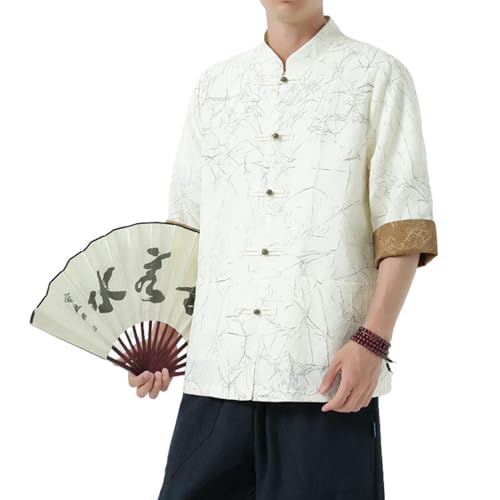 Chemise d'été homme col montant style chinois rétro