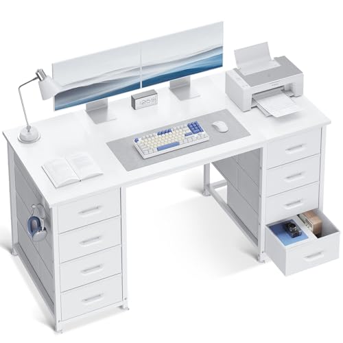 ODK 48 Inch White Computer Desk with 8 Fabric...
