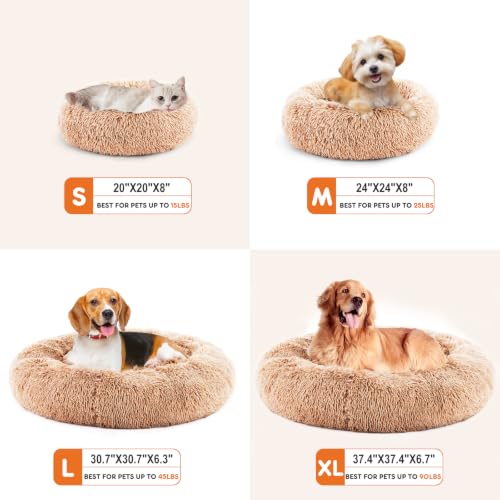 Image of NEWBULIG Round Donut Dog Bed, Large Sized Beds for Indoor Cats and Dogs, Machine Washable Pet Sofa with Anti-Slip, Super Soft Durable Fabric, 30.7x30.7 Inch, Brown