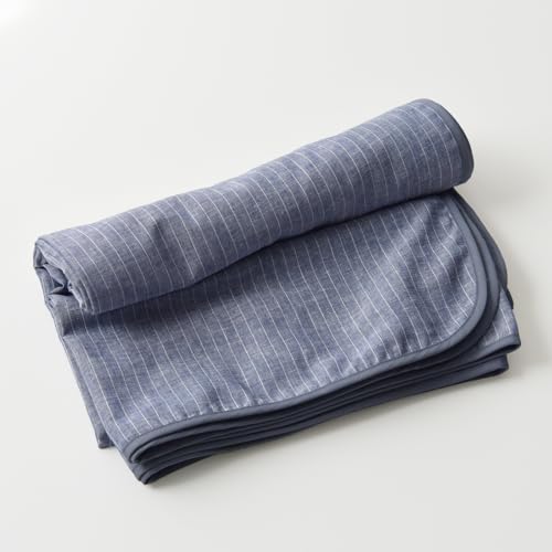 Sleep Tailor 日本製 先染め 麻 綿 リネンケット コットンケット ブランケット クイーン 綿麻素材 リネン & コットン 抗菌 防臭 消臭 軽量 タオルケット レイユールブレンド (インディゴベリー, クイーン 210×210cm) ガーゼケ