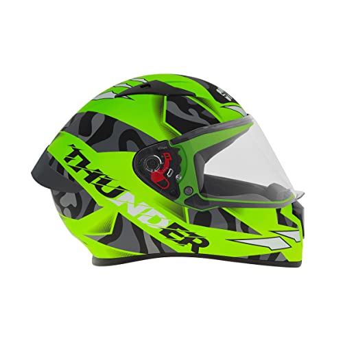 Image of Studds Thunder Full Face Helmet D7 with Clear Visor (Matt Neon Green N9, L)