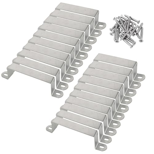 AKOLAFE 30 x Fence Panel Brackets 4 Inch Galvanized Steel Fence Post Security Brackets Post Clips Stabilizer with 60 Screws Heavy Duty Fence Post Repair Kit for Concrete, Wooden Posts