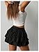 BEAUDRM Women's Bow Back Mini Skirt Elastic Low Waist Layered Ruffle Hem Short Cake Skirts Black X-Large