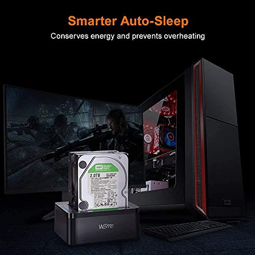 Weme Usb C 3.0 To Sata External Hard Drive Dock Docking Station, Ssd Hdd Disk Duplicator Cloner For Dual Bay 2.5 3.5 Inch Sata I Ii Iii, Support Uasp And Auto Sleep And 2X 12Tb, Black #TOP6