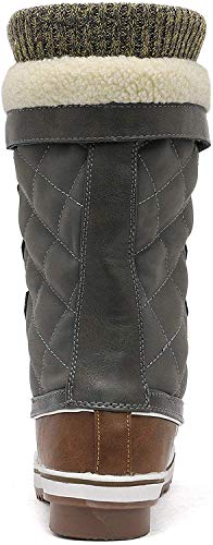 DREAM PAIRS Women's Mid-Calf Waterproof Winter Snow Boots MONTE_02,Size 6,Tan/Khaki,MONTE_02