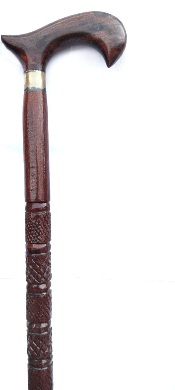 H S B Wood Handicraft Wooden Walking Stick Wooden Walking Cane Walking Stick for Men/Women/Old People (36 Inch) Wooden Brown-image-25
