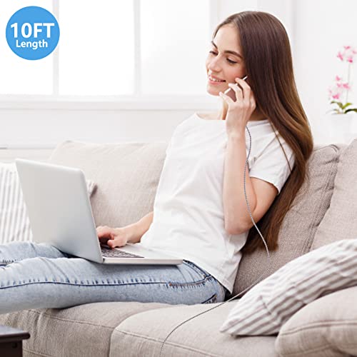 Iphone Charger 10 Ft Lightning Cable [Apple Mfi Certified] 90 Degree 3 Pack Charging Cable Long Nylon Braided For Iphone 14/13/12/11 Pro Max/Xr/Xs/8/7/Plus/6S/Se/Ipad #TOP6