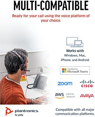 Plantronics by Poly Blackwire 5220 USB-A Headset - Wired, Dual-Ear, Flexible Noise-Canceling Boom Mic - All-Day Ergonomic Design - Connect to PC/Mac, Mobile via USB-A or 3.5 mm - Works w/Teams, Zoom