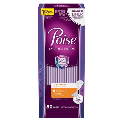Poise Microliners Incontinence Lightest Absorbency Panty Liners, Long, 50 Count #TOP2
