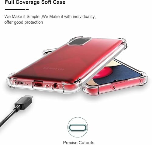 Image of BOXXO Flexible Back Cover for Samsung Galaxy M02s | Back Cover Transparent Clear Shockproof Case Four Corner Protection | Slim Protective Mobile Phone Cover for Samsung Galaxy M02s