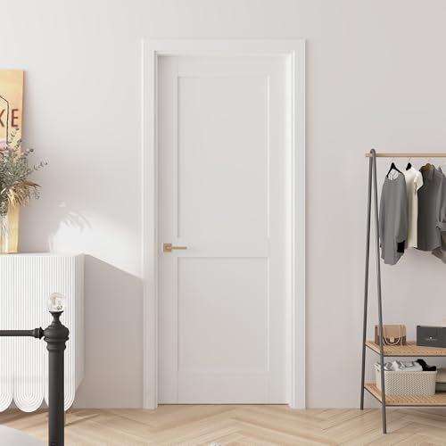 BARNSMITH 30x80 in 2-Panel White Primed Shaker Door Slab, Paintable Solid Core Composite Wood Interior Door Panel, for Swing, Pocket, Sliding Door, Sturdy and Durable