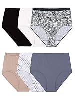 Fruit of the Loom Women's 6 Pack Cotton Brief Panties, Assorted, 7