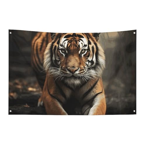 Drapeaux de jardin saisonniers tigre avec textile double face haute densité