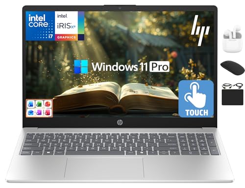 HP 15.6�C���` FHD �^�b�`�X�N���[���m�[�g�p�\�R�� 2025-2026 �w���p�r�W�l�X�A�����͂�AI�R���s���[�^�[�A���C�t�^�C���I�t�B�X�A10�R�AIntel i7�A32GB RAM�A1.5TB�X�g���[�W(1TB SSD+500GB Ext)�AWi