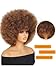 GKtineke Afro Wig 14Inch Afro Wigs for Black Women 70s Mixed Brown Afro Kinky Curly Wig Bouncy Huge Fluffy Puff Wigs Synthetic Hair for Cosplay Daily and Party (Mixed Brown)