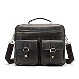 Uso: Ocio Viajes de Negocios Ordenador portátil del Bolso de combinación portátil de la Cartera del Cuero Genuino de Asas de Hombro de los Hombres Bolsa de Mensajero del Cartero Bolsa Billetera de Hombre