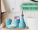 Designer - 4 Piece Bathroom Accessories Set - with Soap or Lotion Dispenser, Toothbrush Holder, Tumbler and Soap Dish - Glossy Finish - Porcelain (Ocean Waves, Aqua Blue) Holds 15.6oz