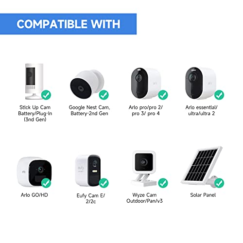 OLAIKE Smart Home Adjustable Indoor/Outdoor Metal Wall Mount (2 Pack) for Ring Stick Up Cam Wired/Battery & Indoor Cam, Arlo Pro/Pro 2/Pro 3/Pro 4/Ultra, Eufy Cam E / 2 / 2C, Wyze Pan v3, White - Thumbnail 2